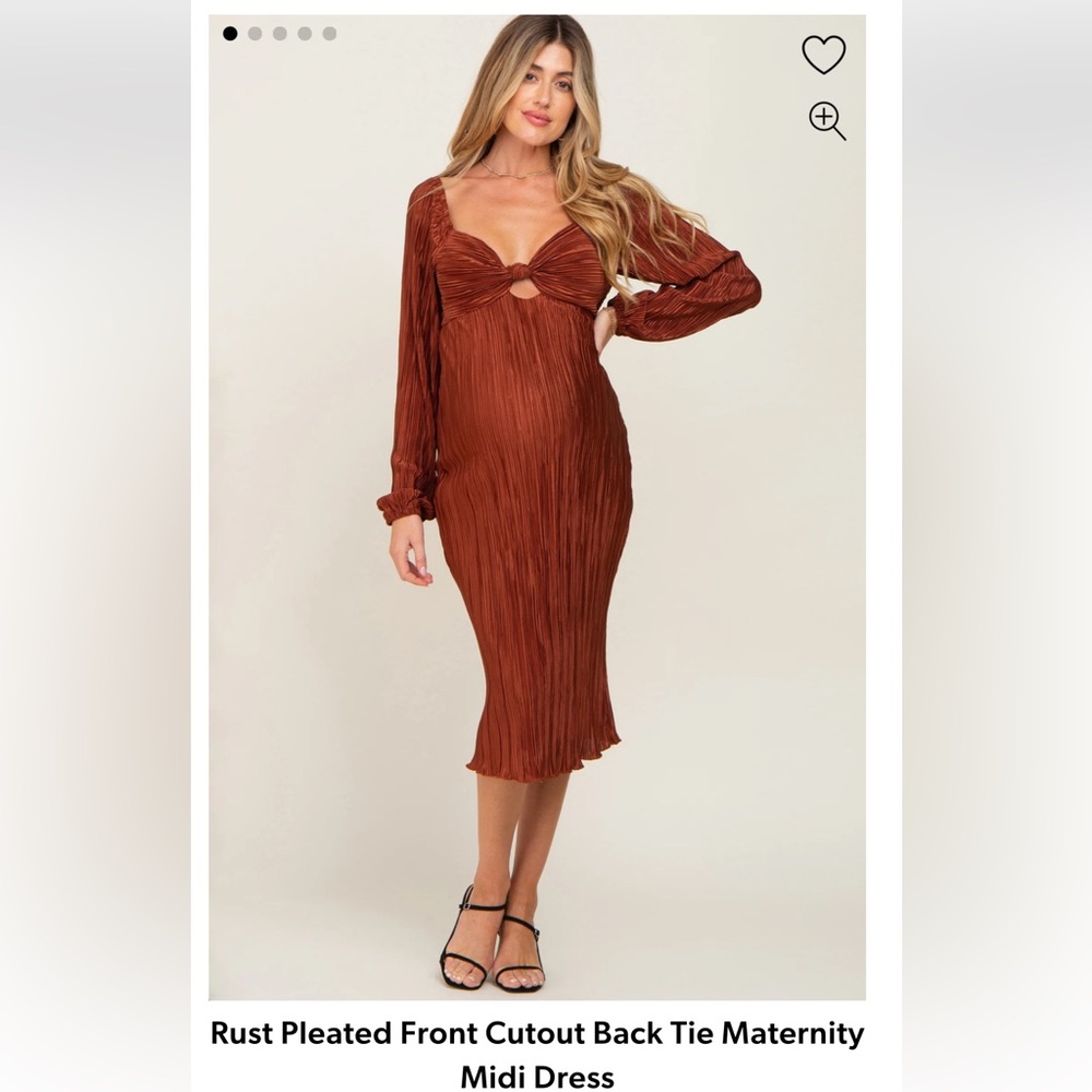 Gilli Rust Pleated Midi Dress with Front Cutout